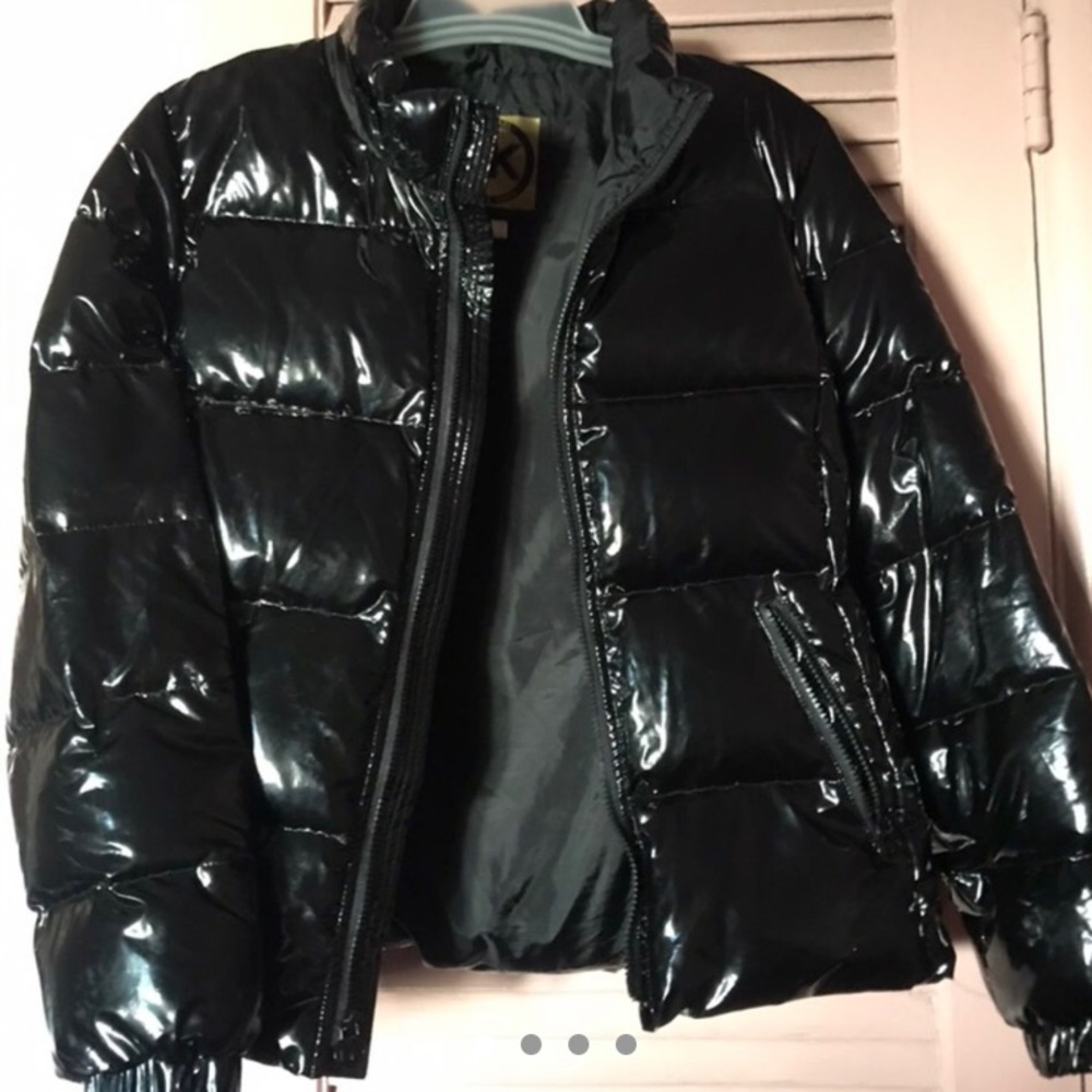 michael kors black vinyl puffer jacket